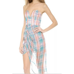 Zimmermann "Good Love" Pink Check Silk Plunge Dress – Size 1