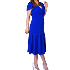 DKNY Cobalt Blue Flutter Sleeve Midi Dress – AU 10