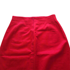 ESCADA Red Pencil Skirt Cotton Panelled AU 10 Designer Workwear