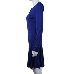 Navy Blue Long Sleeve Dress AU 10 Asymmetric Hem Elegant Dress