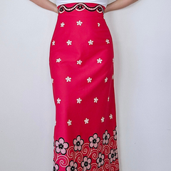 Vintage Pink Flower Power Maxi Skirt – Retro 70s Statement Piece