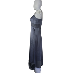 Third Millennium Silk Slip Dress – Smoky Grey with Lace | AU 8
