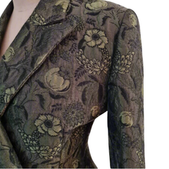 Thomaiy 1990s Olive Brocade Fitted Jacket – Made in Australia - AU12
