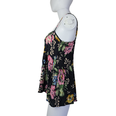 Auguste Black Floral Metallic Pinstripe Singlet Top – AU 10