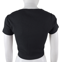 Lily Loves Black Ribbed Scoop-Neck Top – Fitted Essential (AU 10 / M)
