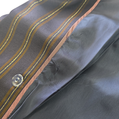 Custommade Satin Brown, Navy and Metallic Gold Pant Suit Set - Size AU 10