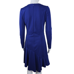 Navy Blue Long Sleeve Dress AU 10 Asymmetric Hem Elegant Dress