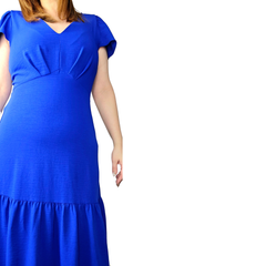 DKNY Cobalt Blue Flutter Sleeve Midi Dress – AU 10