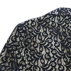 Blockout Lace Blazer AU 10 Black Cream Satin Tailored Jacket