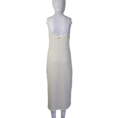 Billabong White Knit Midi Dress – Coastal Minimalist Summer Dress – Size AU 10