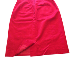 ESCADA Red Pencil Skirt Cotton Panelled AU 10 Designer Workwear
