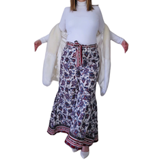 Gracia Printed Wide-Leg Pants – High Waist Statement Boho Trousers – Size L