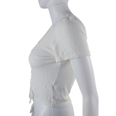 Lily Loves White Ruched Drawstring Top – Size AU 10 (Soft Ribbed Stretch Essential)