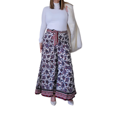 Gracia Printed Wide-Leg Pants – High Waist Statement Boho Trousers – Size L