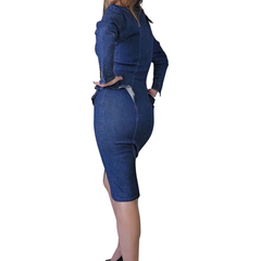 Vintage Scarpa Denim Dress AU 12 90s Y2K Zip Front Bodycon