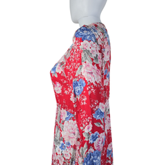 Auguste Red Floral Long Sleeve Mini Dress – Romantic Boho | AU 12
