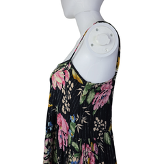 Auguste Black Floral Metallic Pinstripe Singlet Top – AU 10