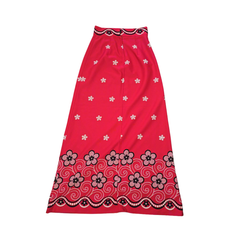 Vintage Pink Flower Power Maxi Skirt – Retro 70s Statement Piece