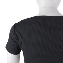 Lily Loves Black Ribbed Scoop-Neck Top – Fitted Essential (AU 10 / M)