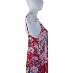 Auguste Red Floral Rayon Maxi Dress – Effortless Boho Size AU10