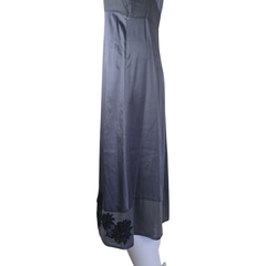 Third Millennium Silk Slip Dress – Smoky Grey with Lace | AU 8