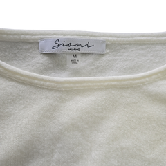Siani Milano White 3D Floral Sleeve Sweater – Statement Balloon Sleeve Knit (M)