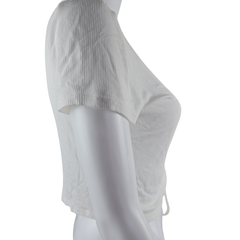 Lily Loves White Ruched Drawstring Top – Size AU 10 (Soft Ribbed Stretch Essential)