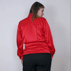 100% Silk Vintage 80s Anne Klein II Silk Red Blouse