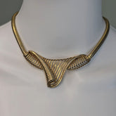Vintage Gold Swirl Statement Necklace – 80s Glam Omega Style