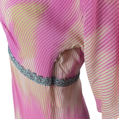 Lisa Ho Pink Beige Silk Blend Pleated Top – Metallic Trim (AU 8)