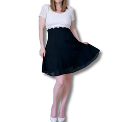Vintage Molly Malloy Black & Ivory Lace Evening Dress AU10
