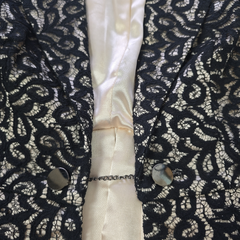 Blockout Lace Blazer AU 10 Black Cream Satin Tailored Jacket