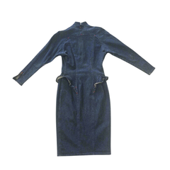 Vintage Scarpa Denim Dress AU 12 90s Y2K Zip Front Bodycon