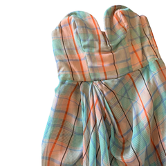 Zimmermann "Good Love" Pink Check Silk Plunge Dress – Size 1