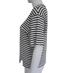 Seed Heritage Black & White Striped Cotton Tee – Size S