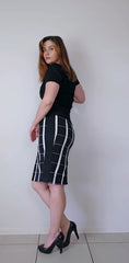 Veronika Maine Black, White & Beige Checkered Pencil Skirt – AU 10