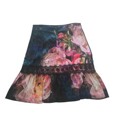 Floral patterned skirt on a white background