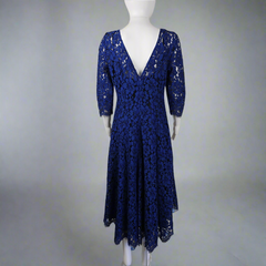 Annah Stretton Floral Lace Navy Dress