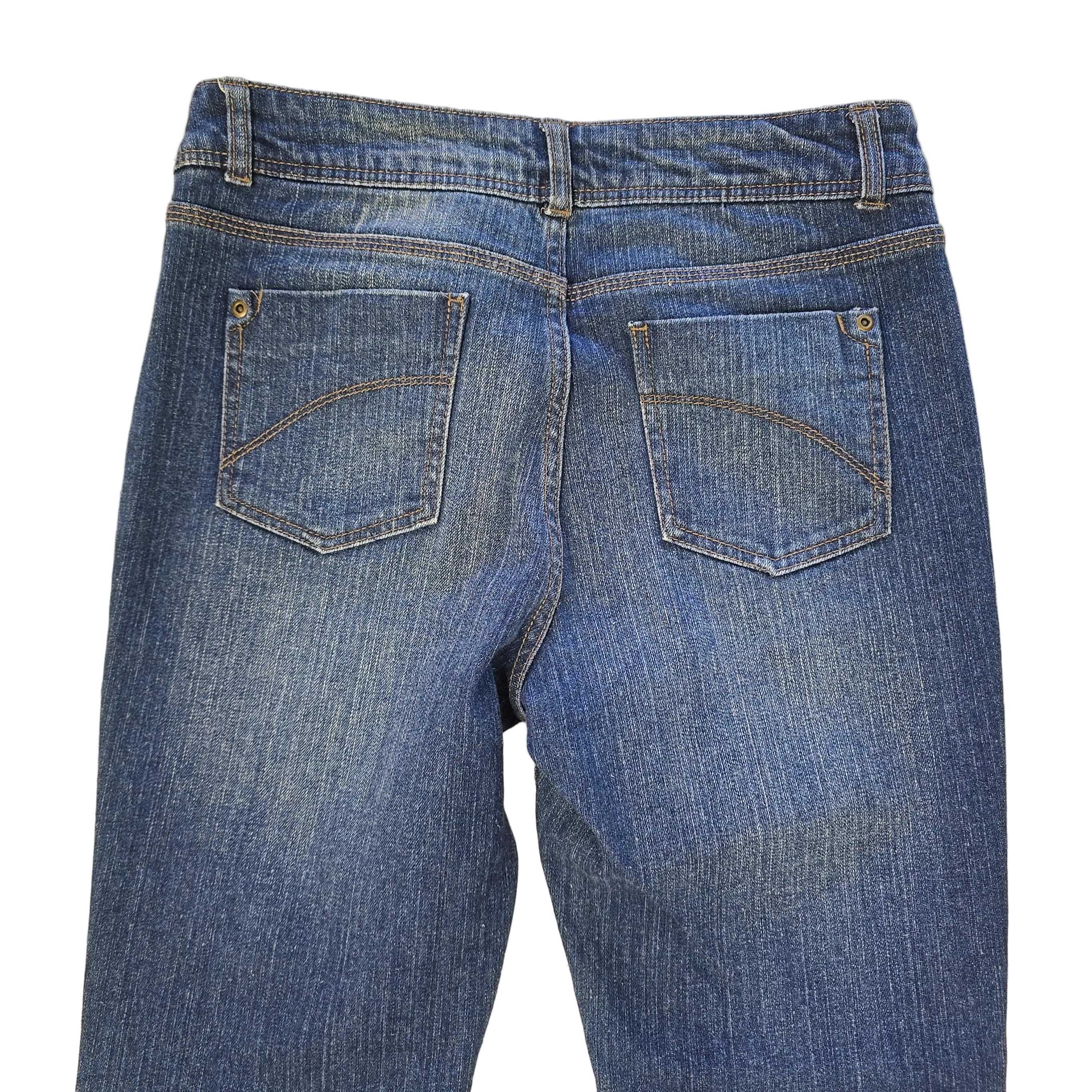 Pair of blue jeans on a light background