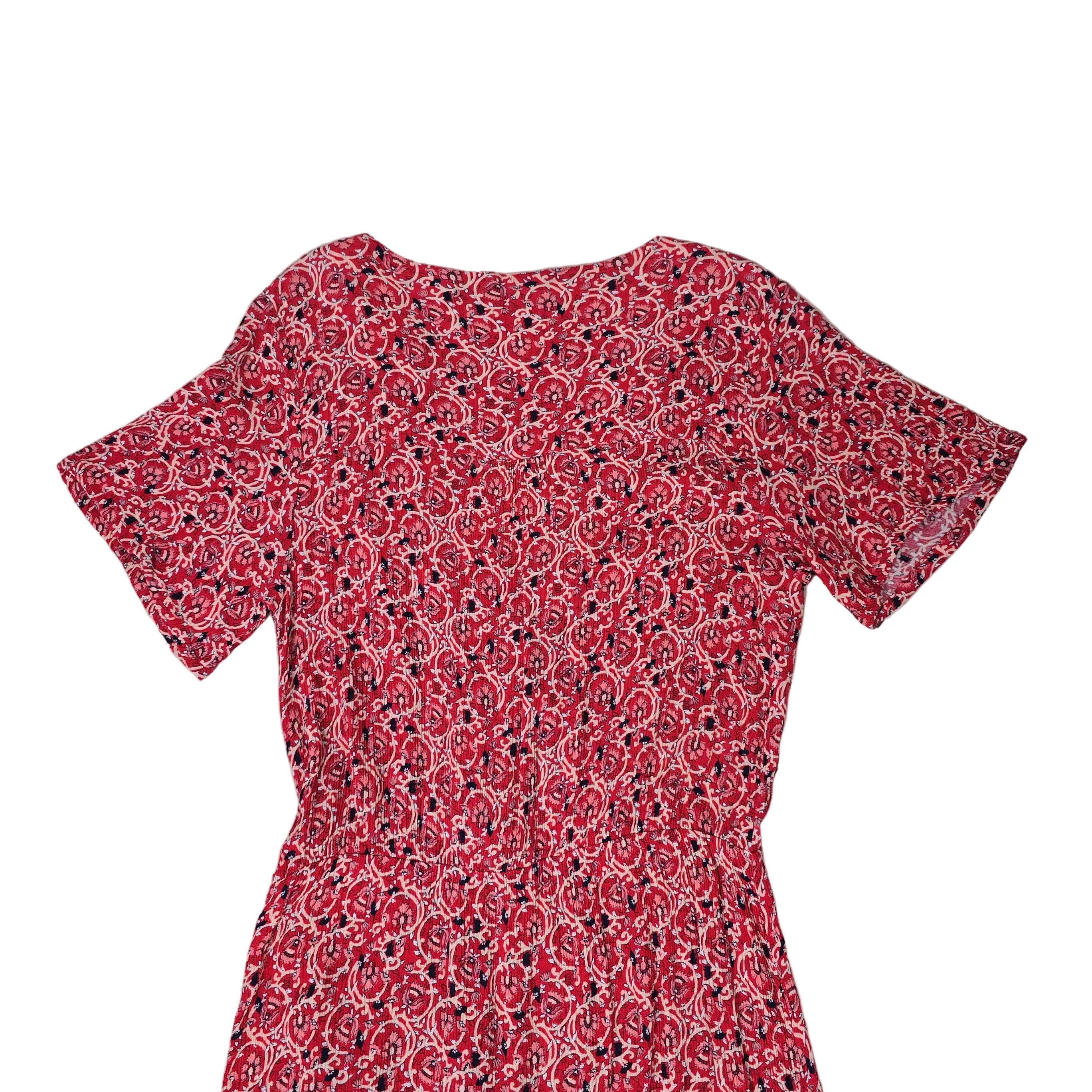 Red floral dress on a light background