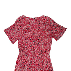 Red floral dress on a light background