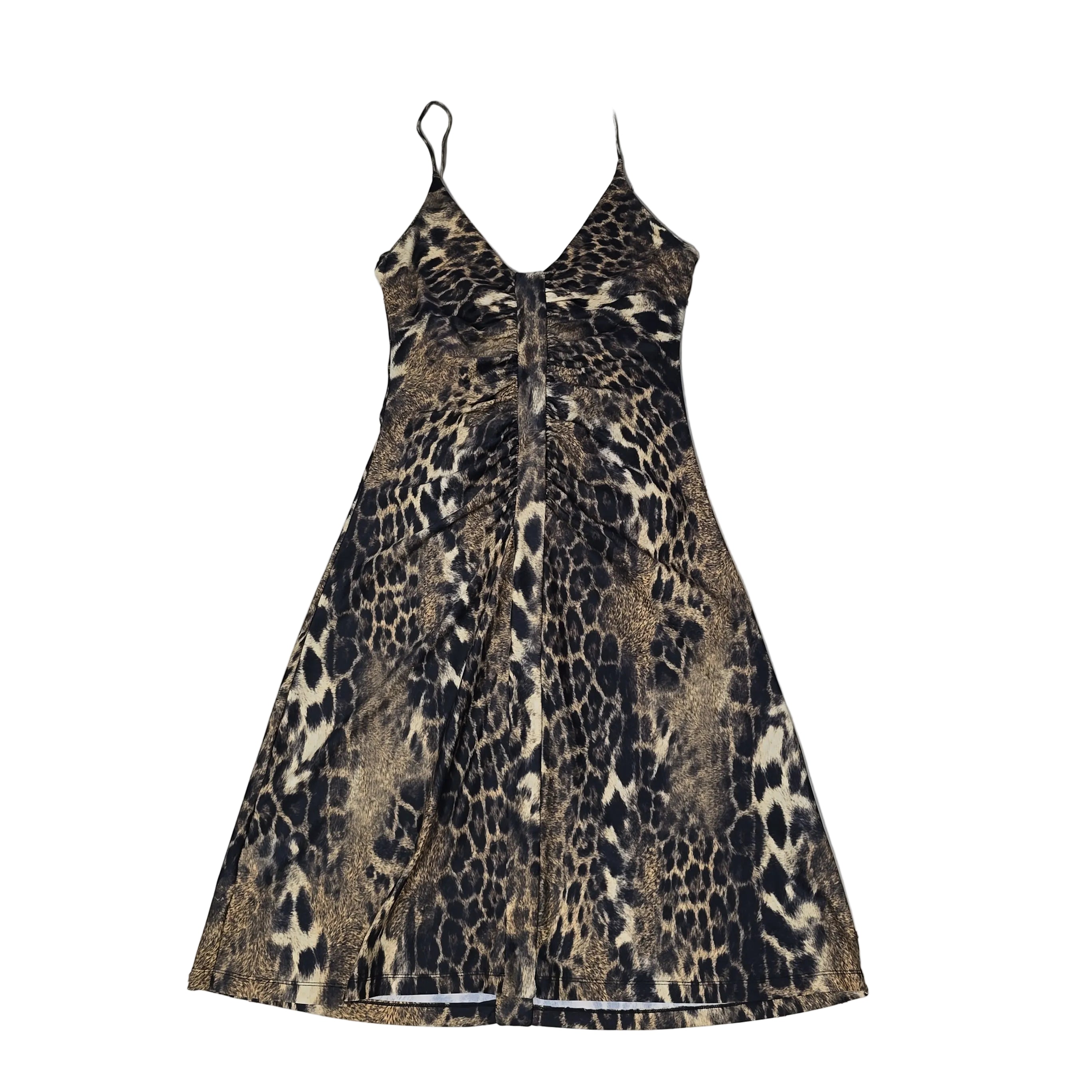 Leopard print dress on a light background