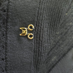 Authentic Louis Vuitton Black Knit Top with Gold Bow – Size M (Stretchy Fit)