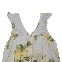 Floral dress with mesh details on a light background