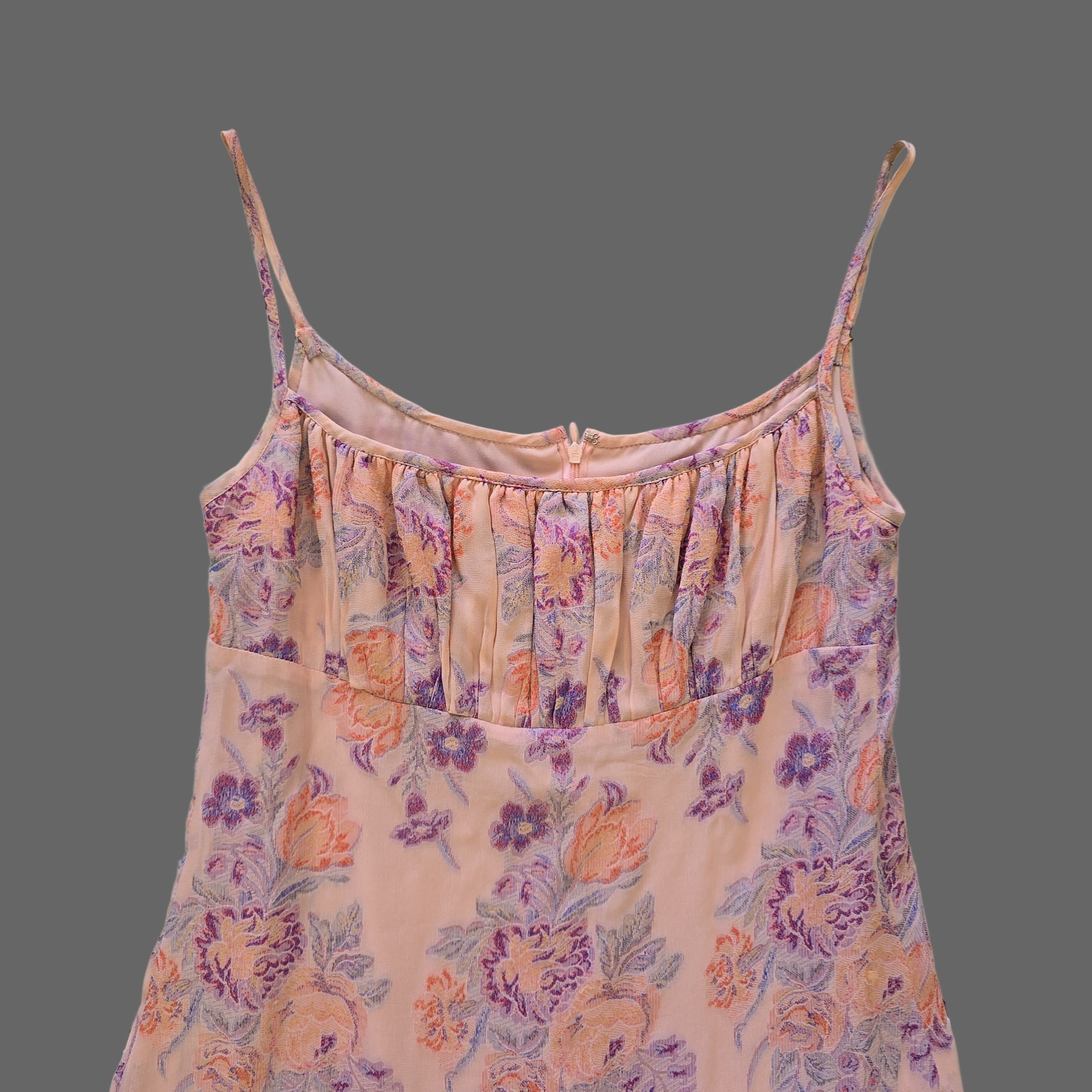 Floral dress on a tiled floor