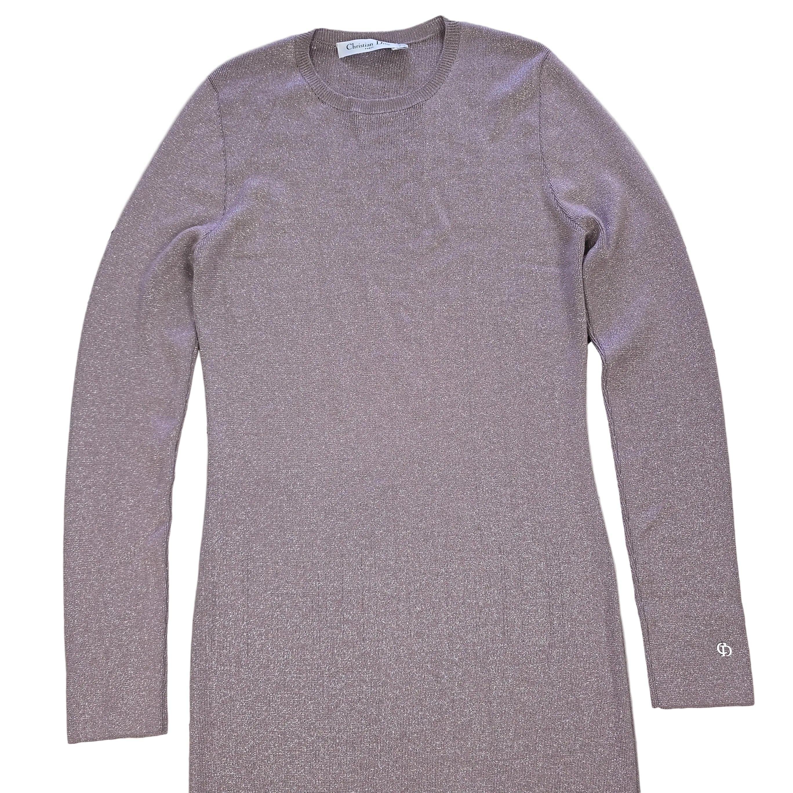 Plumb coloured dress with silver details on a light background