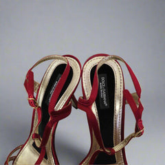 Dolce & Gabbana Red Satin T-Strap Heels – Sophisticated Glamour