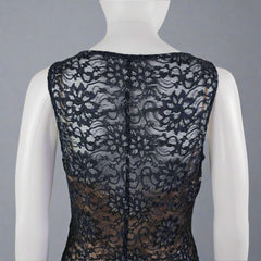 BCBG Max Azria Navy & Silver Lace Overlay Dress – Size AU 10