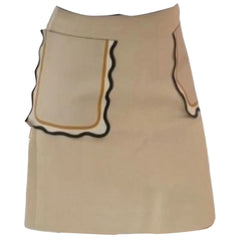 Fendi Mid Length Leather Pockets Beige Skirt