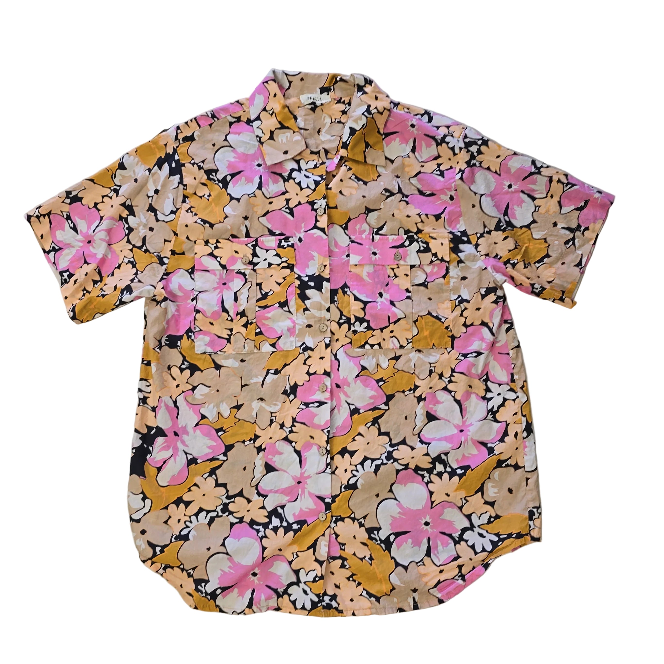 Floral-patterned shirt on a light background